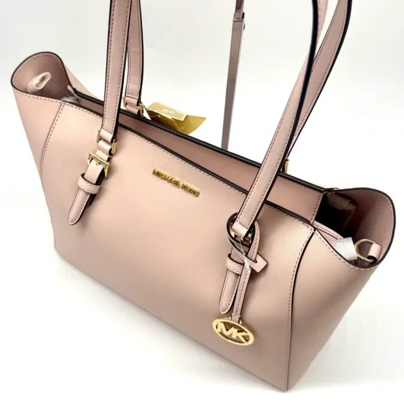 Michael Kors Charlotte LG Tote Bag 3 IN 1 Leather Shoulder Bag Powder Blush